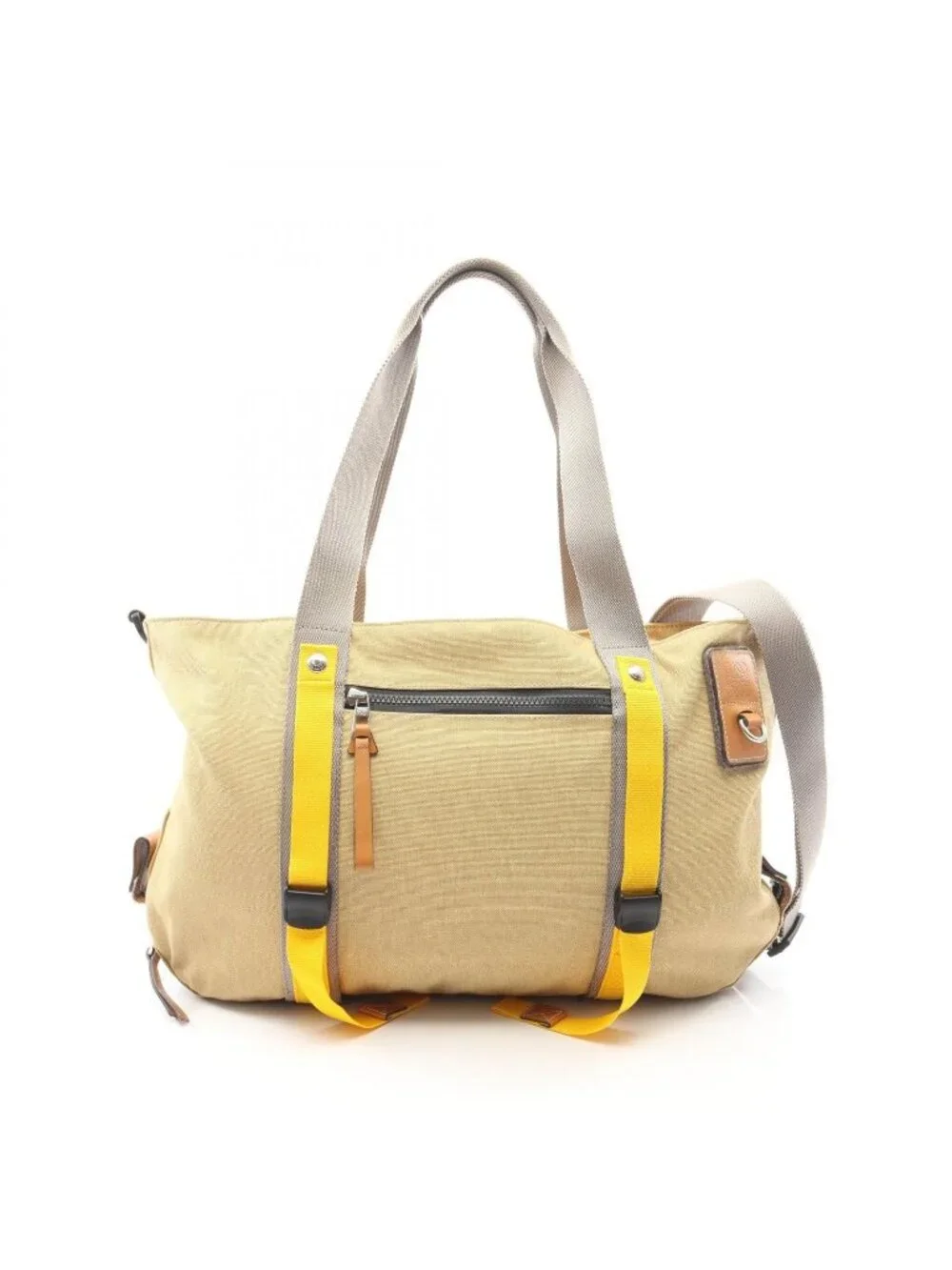 Loewe Tote Bag Eye Nature Eln 2-Way Beige Yellow Gray Canvas Leather